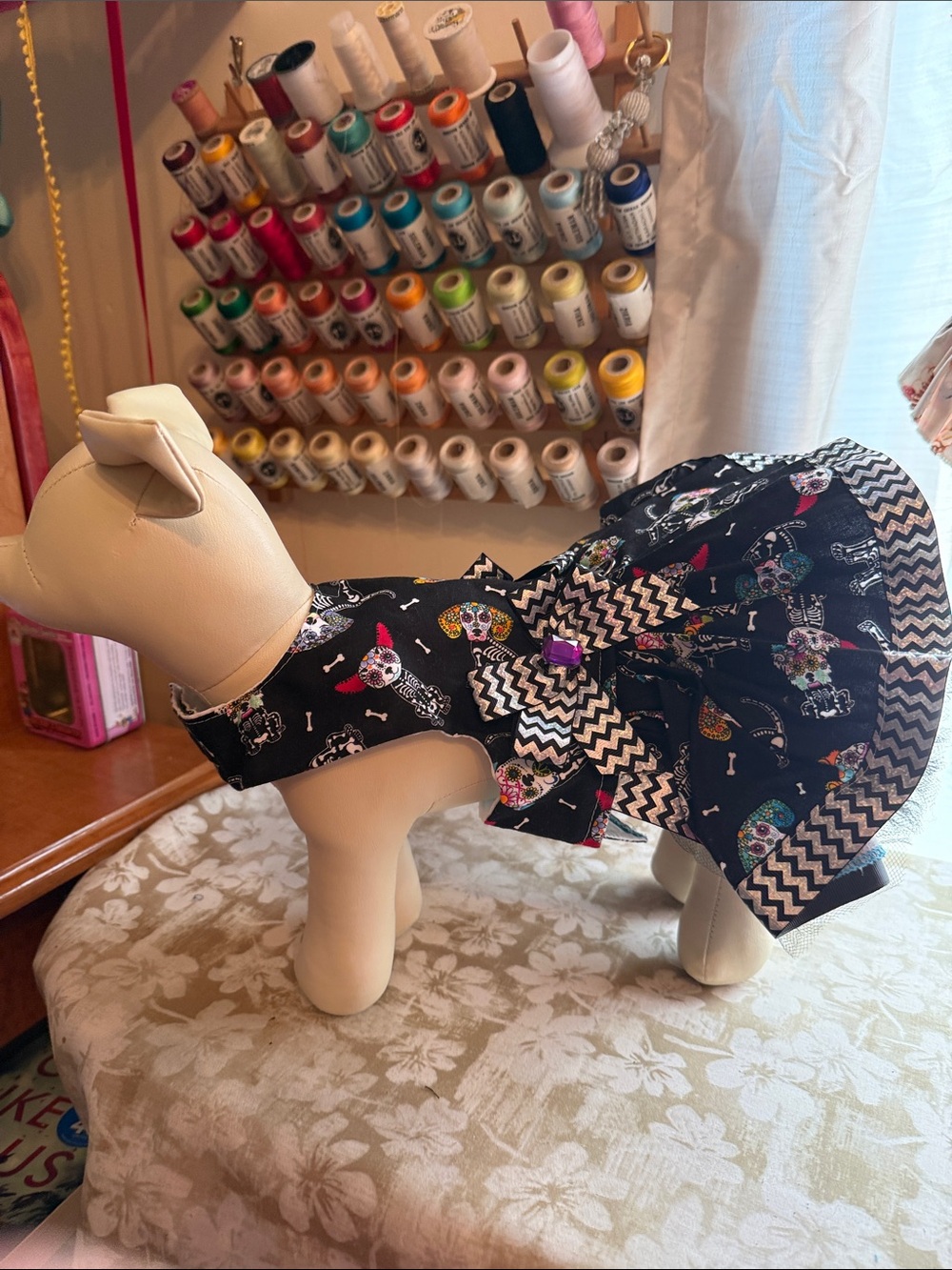Handmade NWOT sugar skull dog dress